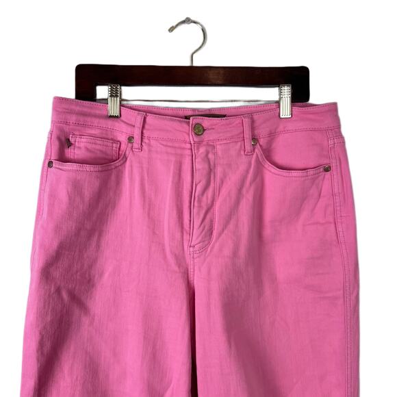 Judy Blue Pink High Rise Cropped Wide Leg Jeans Size 31 - Picture 3 of 9